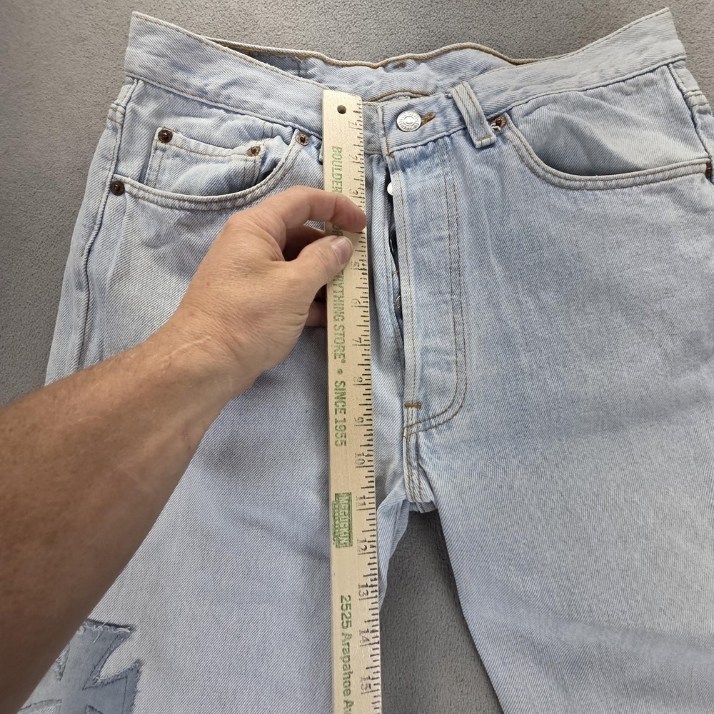 VTG Levis 501 Jeans Mens Blue Light Wash Made In USA Patchwork‎ Fits 29x31 - Picture 7 of 16